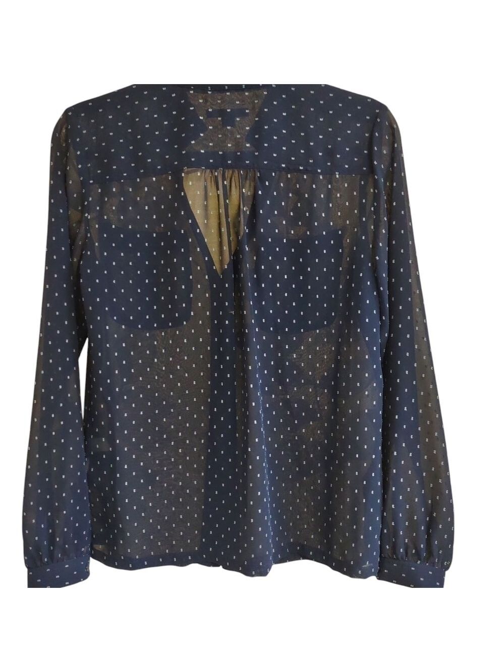 Tommy Hilfiger Navy Sheer Top Size Small - Picture 4 of 8